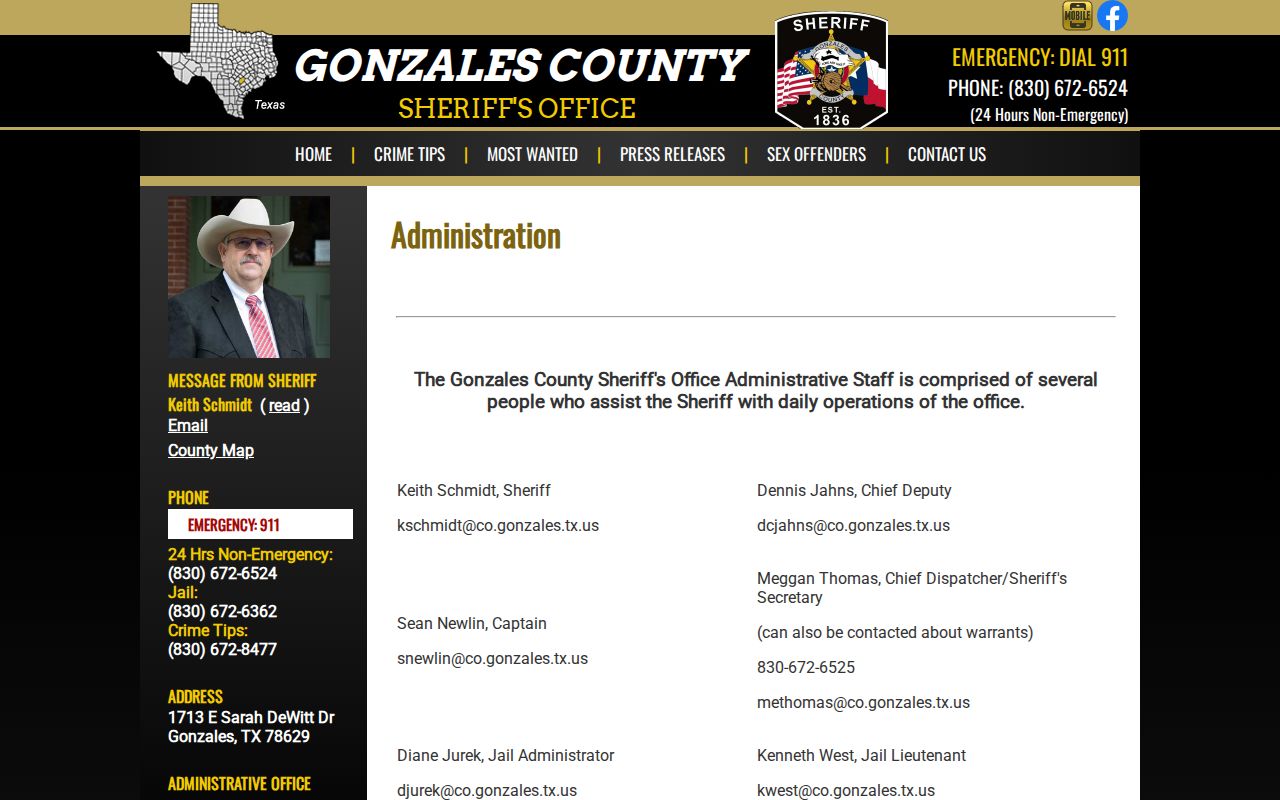 Gonzales County released inmate records request contacts